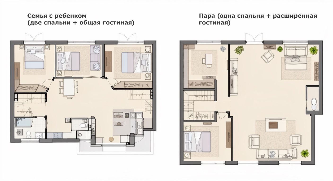Удачные планировки двухкомнатных квартир