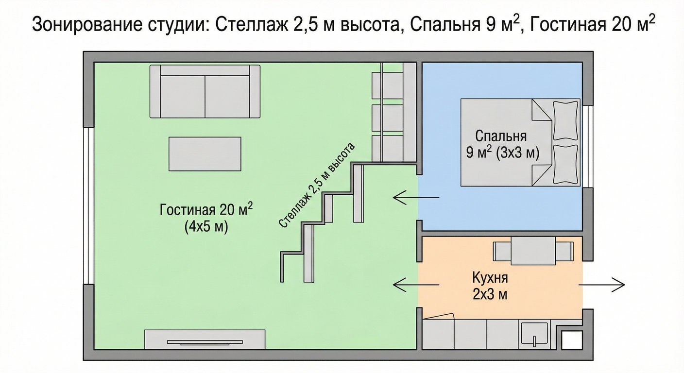 Перепланировка и зонирование студии