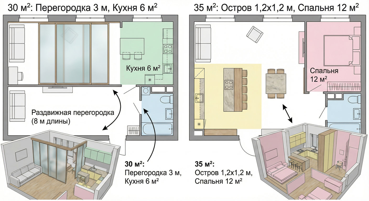Перепланировка и зонирование студии