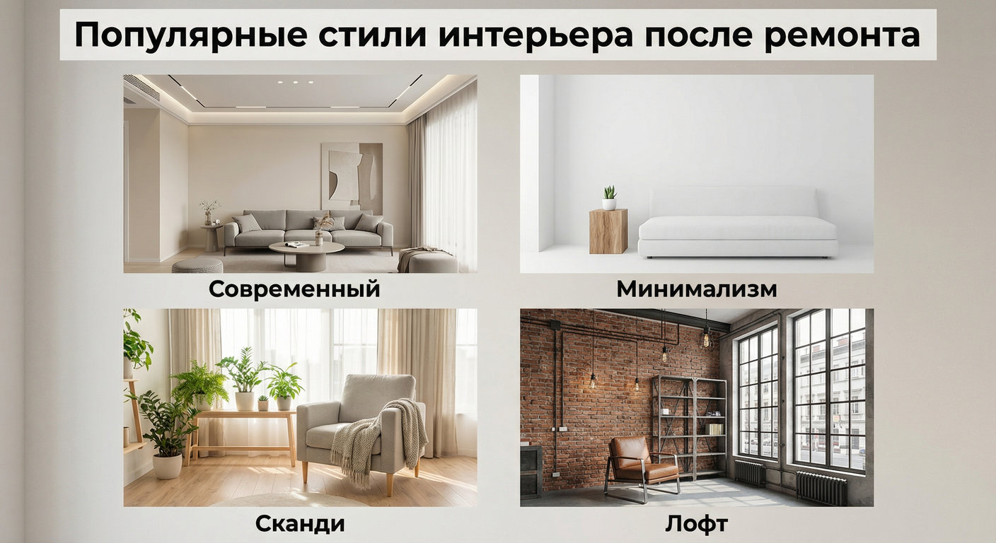 Популярные стили интерьера после ремонта