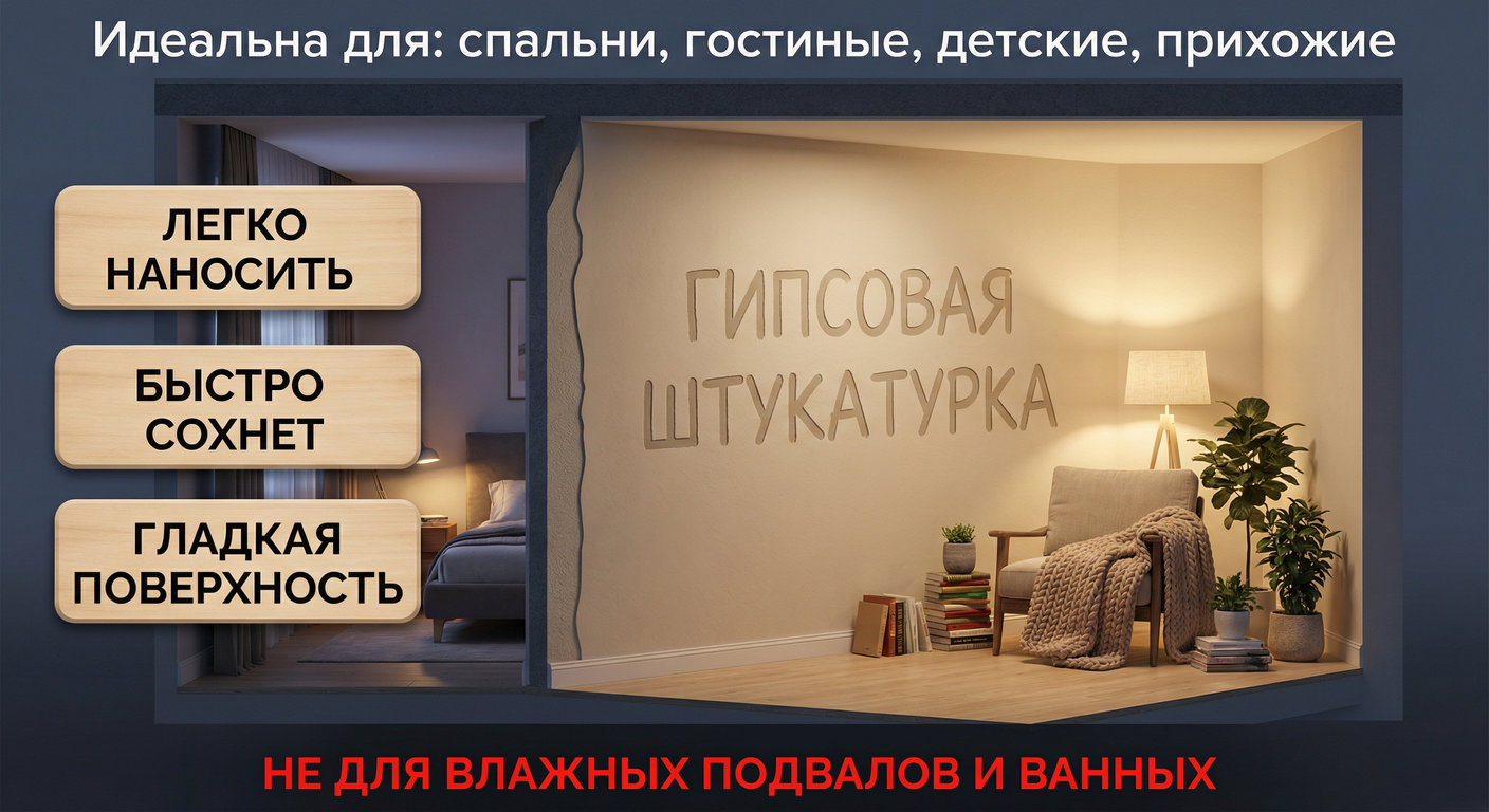 Какую штукатурку выбрать для выравнивания стен
